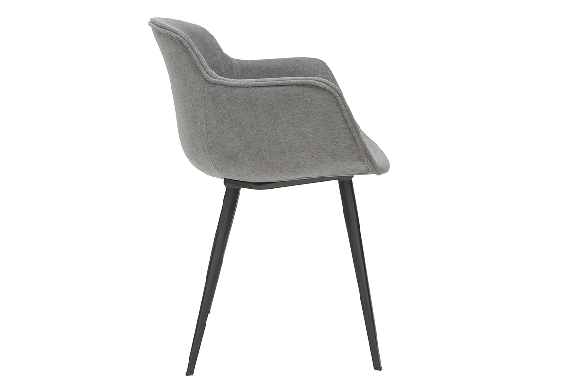Sillas modernas en tejido efecto terciopelo gris (lote de 2) SAKE