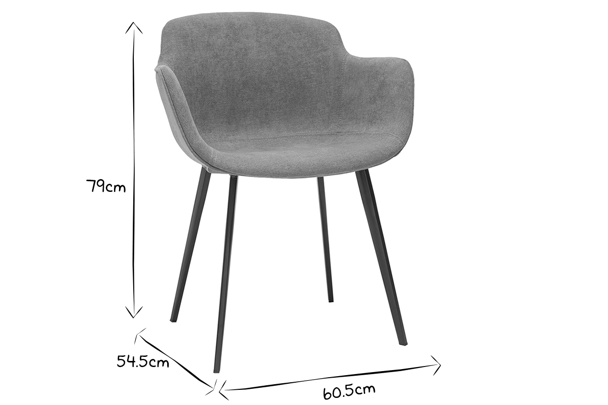 Sillas modernas en tejido efecto terciopelo gris (lote de 2) SAKE