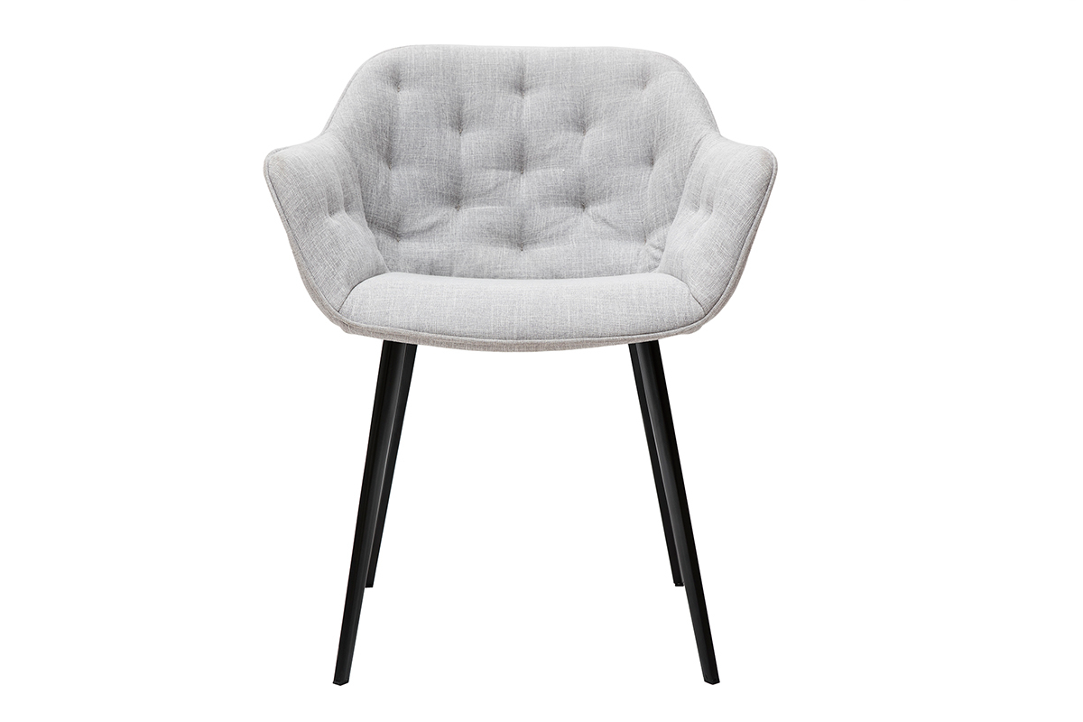 Sillas modernas en tejido gris claro y patas metal negro (lote de 2) BURTON