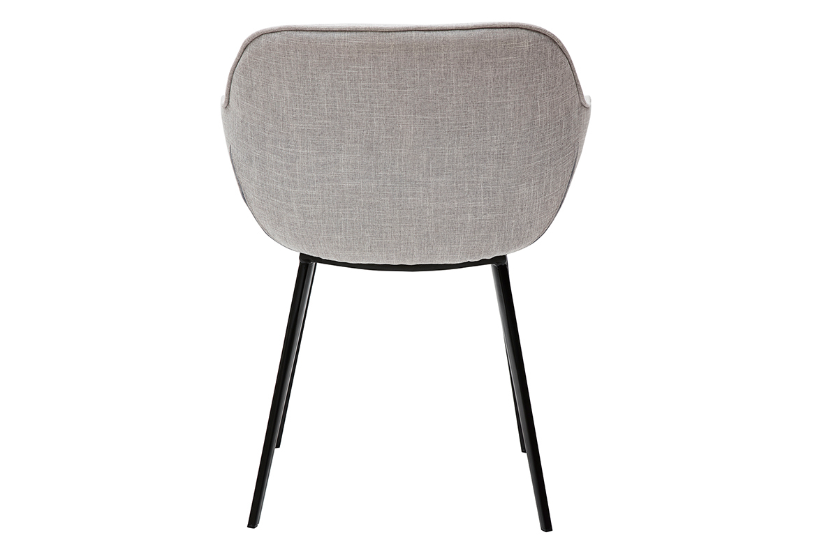 Sillas modernas en tejido gris claro y patas metal negro (lote de 2) BURTON