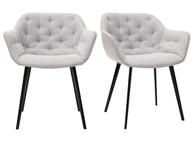 Sillas modernas en tejido gris claro y patas metal negro (lote de 2) BURTON