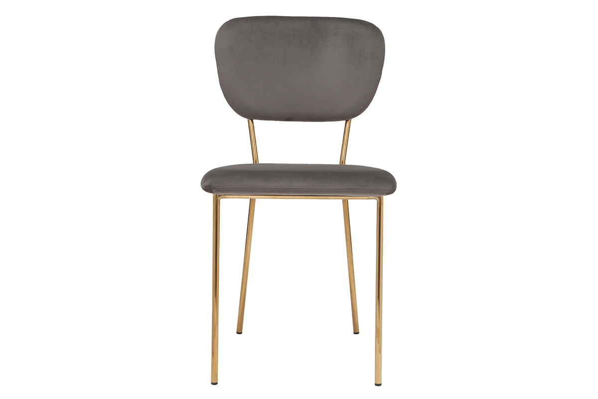 Sillas modernas en tejido gris oscuro y estructura en metal dorado - lote de 2 LEPIDUS