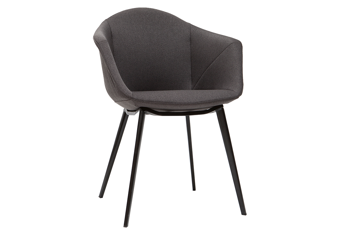 Sillas modernas en tejido gris oscuro y metal (lote de 2) TAYA