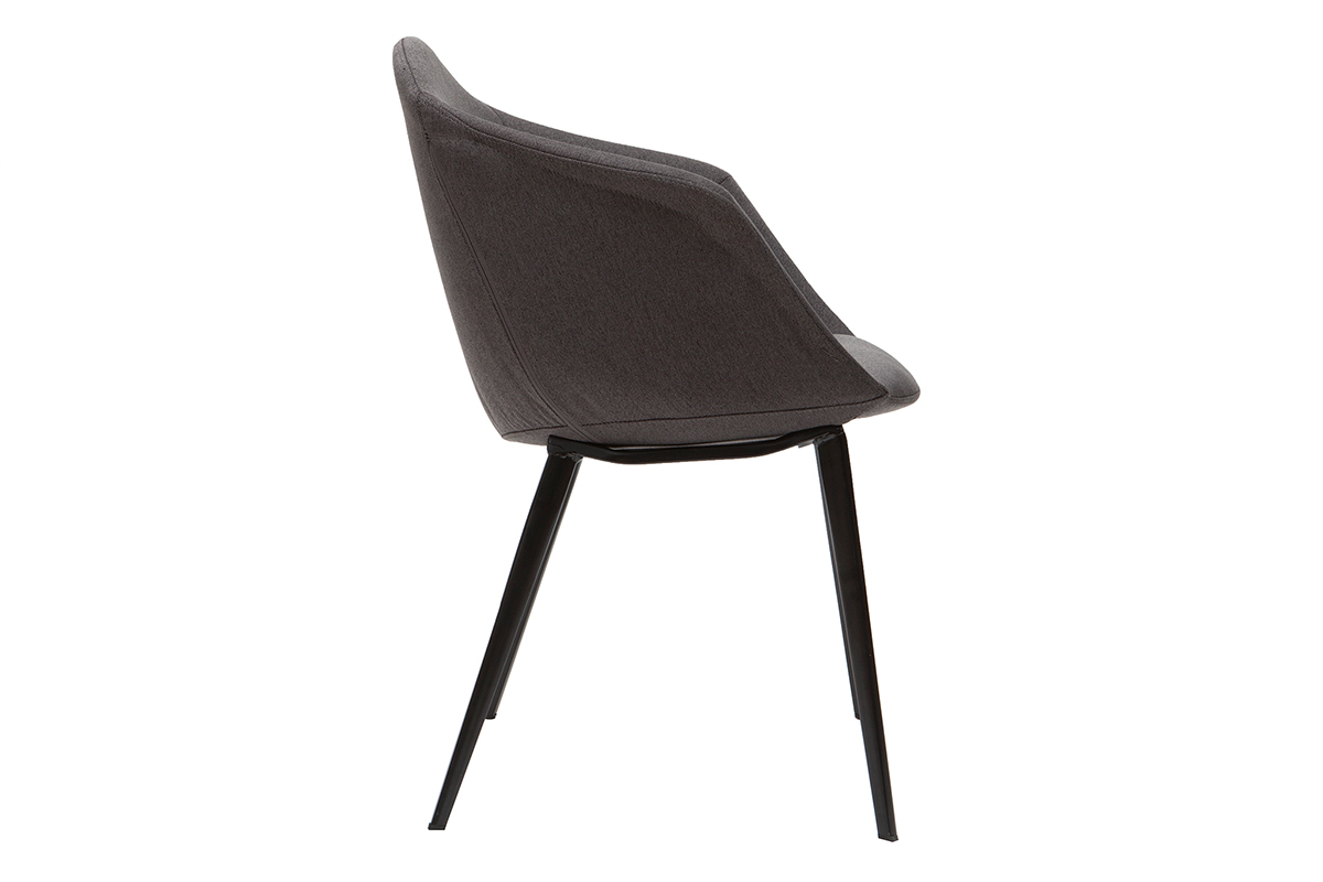 Sillas modernas en tejido gris oscuro y metal (lote de 2) TAYA