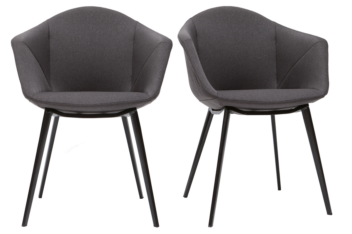 Sillas modernas en tejido gris oscuro y metal (lote de 2) TAYA