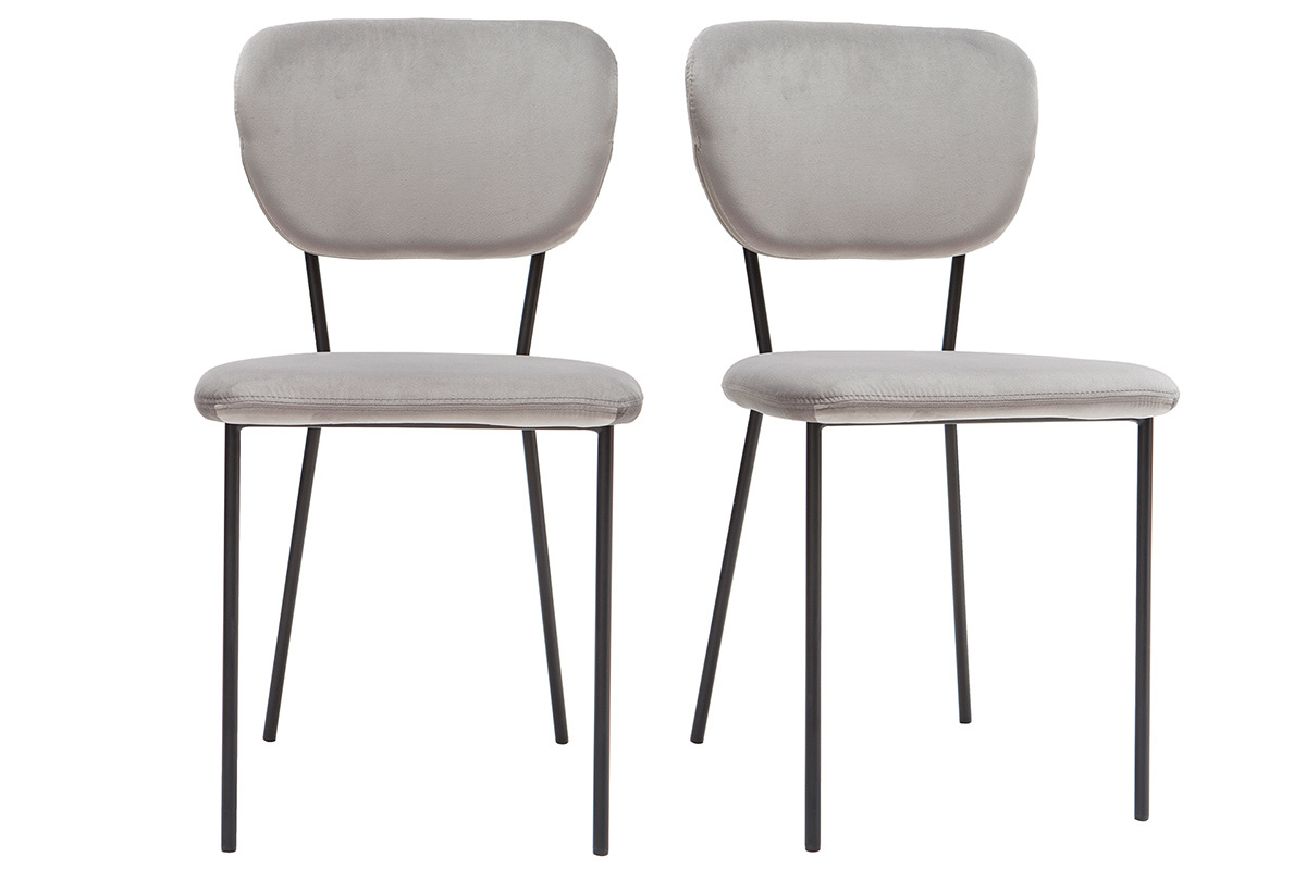 Sillas modernas en tejido gris y estructura en metal negro - lote de 2 LEPIDUS