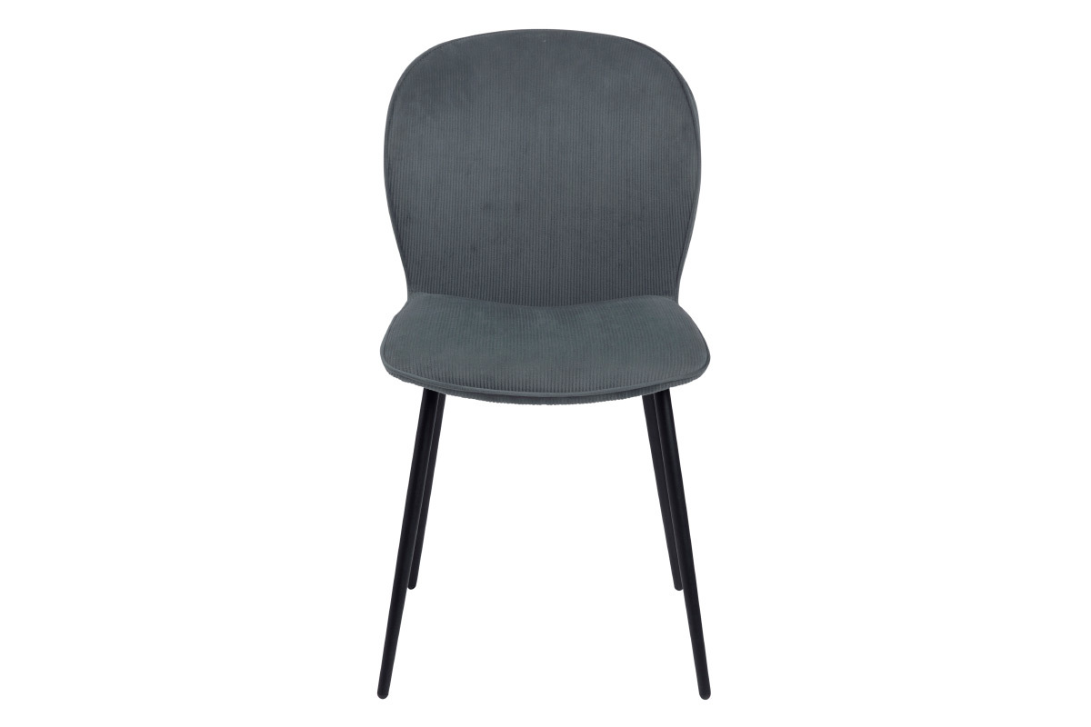 Sillas modernas en terciopelo acanalado gris y metal (lote de 2) ADDICT