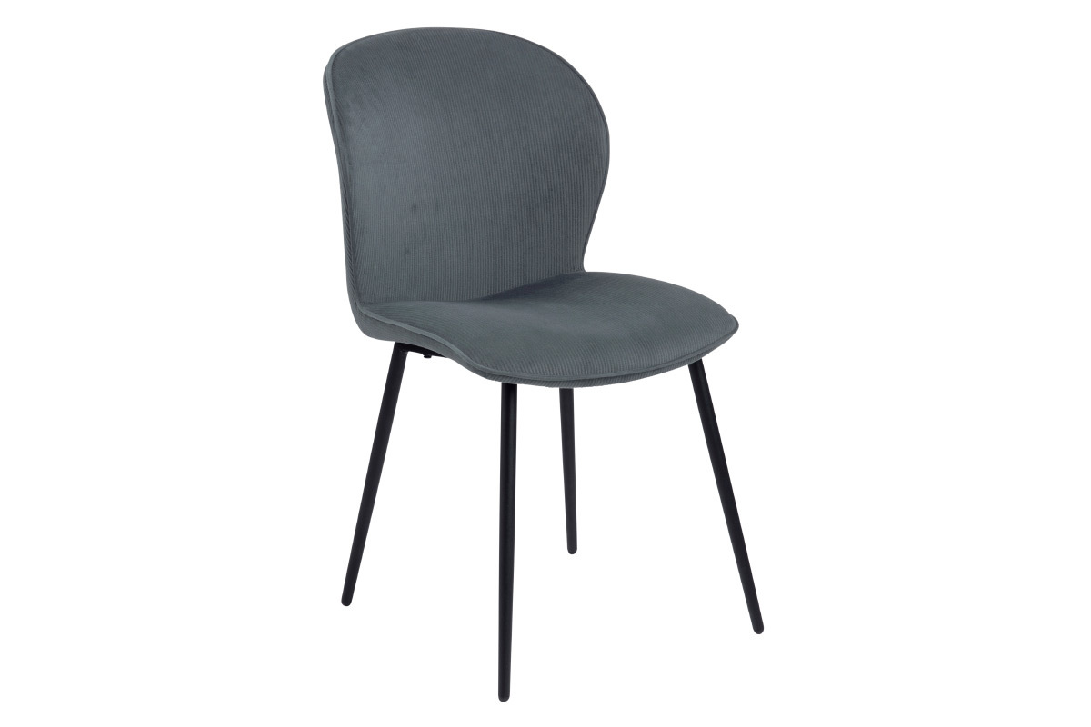Sillas modernas en terciopelo acanalado gris y metal (lote de 2) ADDICT