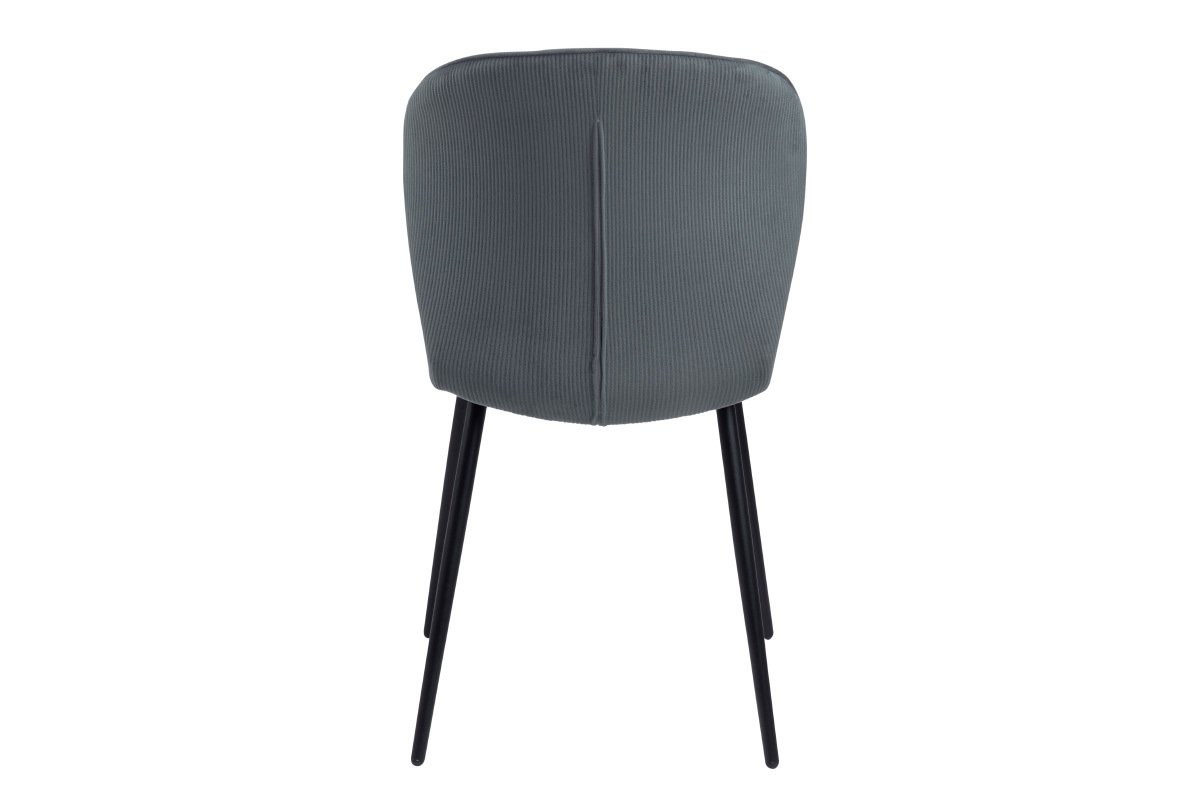 Sillas modernas en terciopelo acanalado gris y metal (lote de 2) ADDICT
