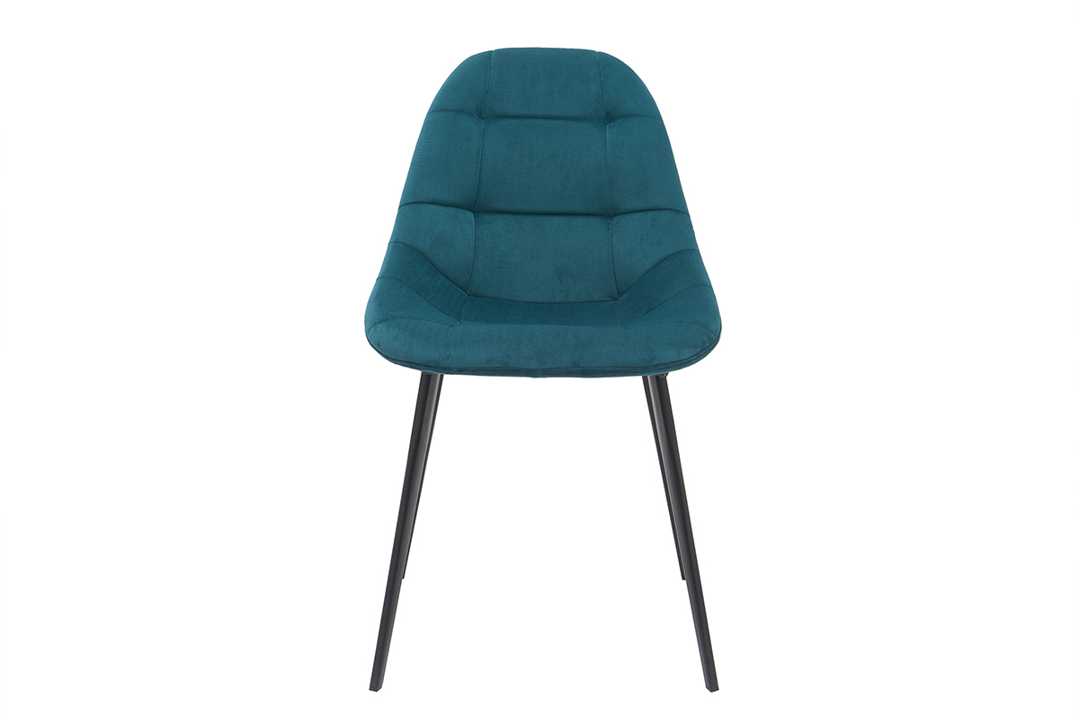 Sillas modernas en terciopelo azul petrleo y metal (lote de 2) COX