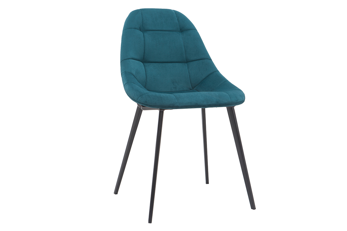 Sillas modernas en terciopelo azul petrleo y metal (lote de 2) COX