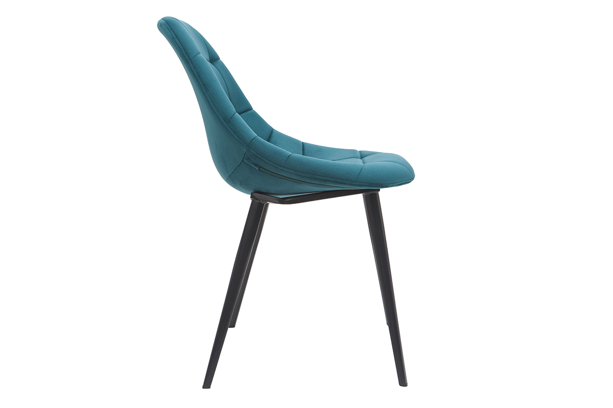 Sillas modernas en terciopelo azul petrleo y metal (lote de 2) COX
