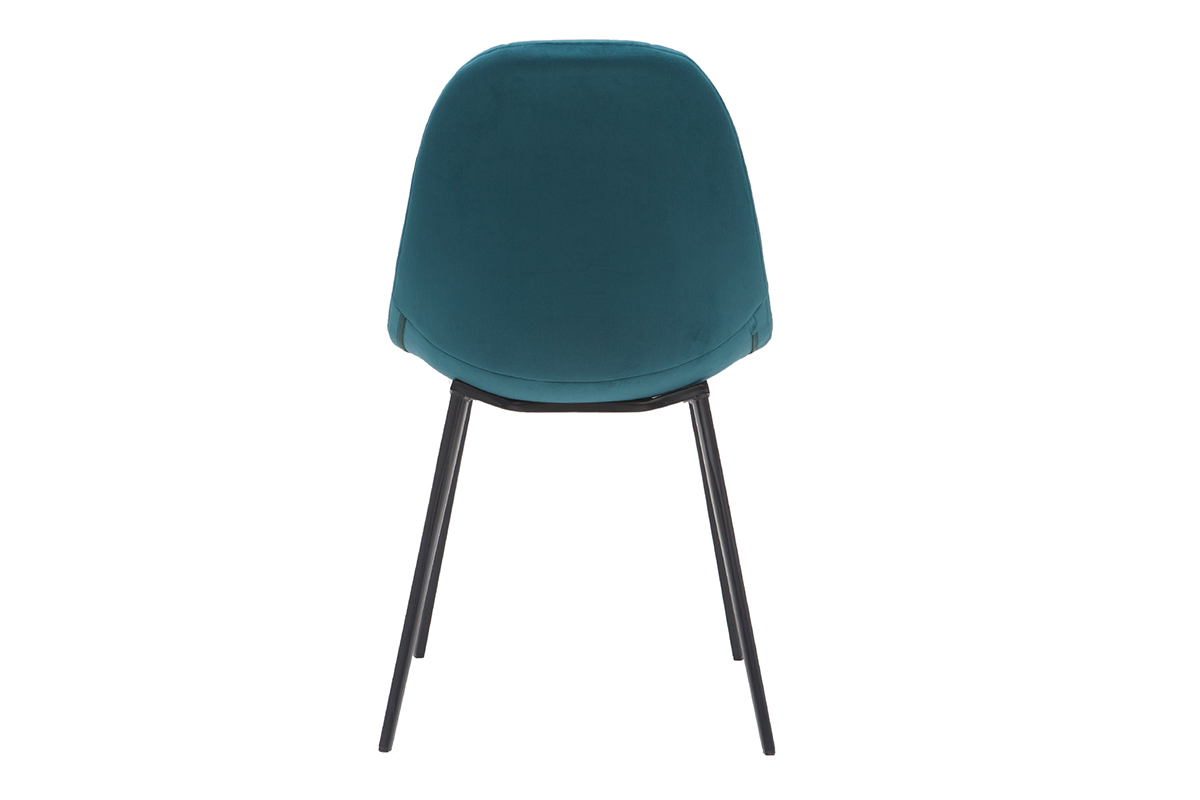 Sillas modernas en terciopelo azul petrleo y metal (lote de 2) COX