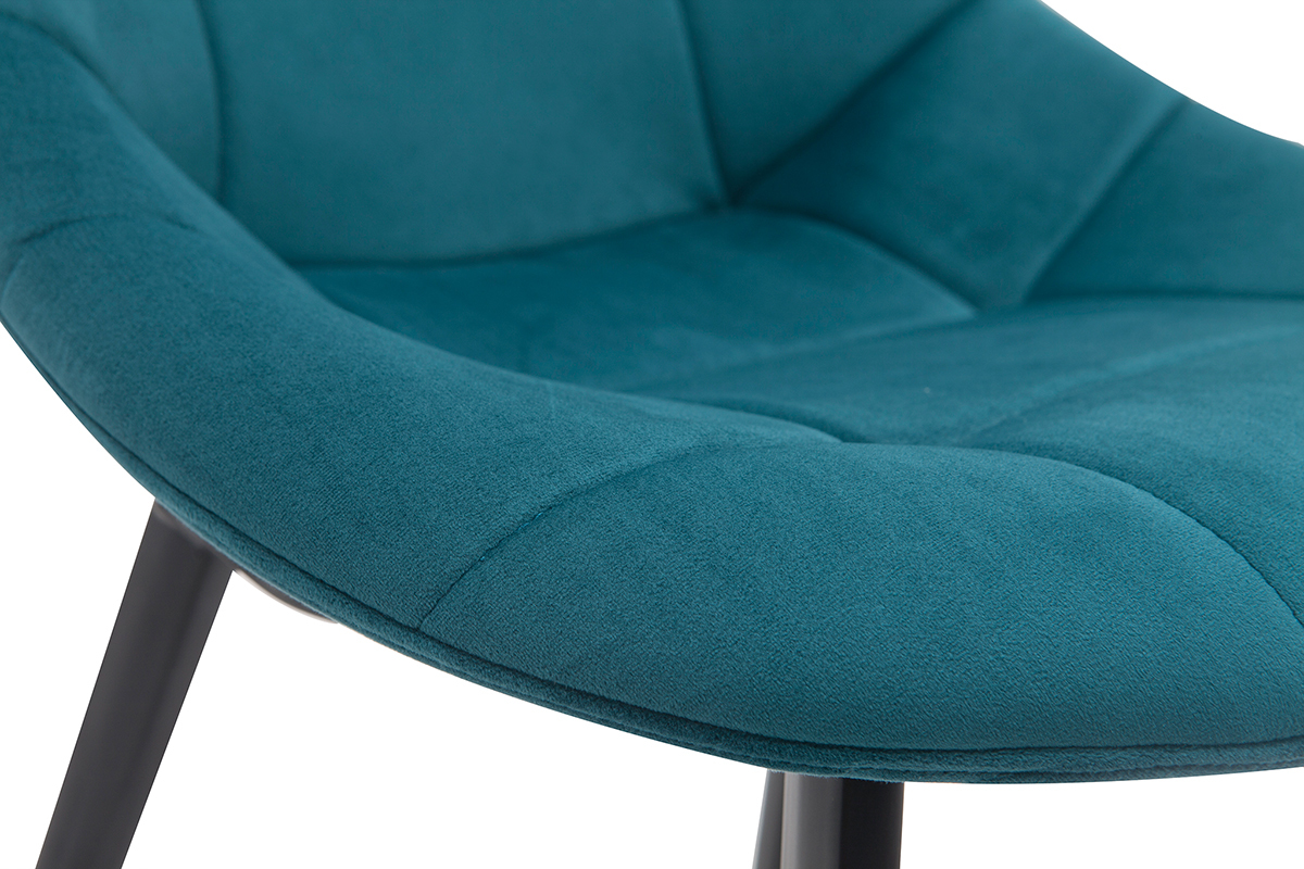 Sillas modernas en terciopelo azul petrleo y metal (lote de 2) COX