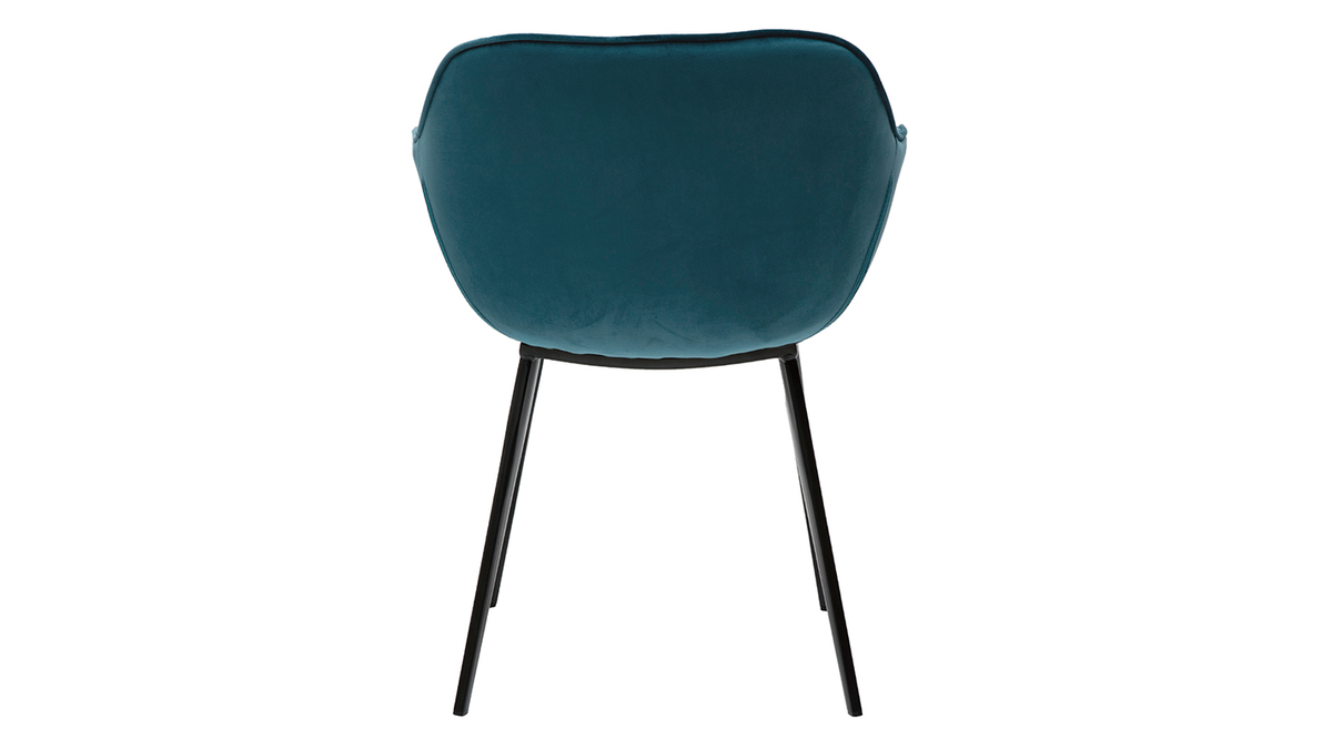 Sillas modernas en terciopelo azul petrleo y patas metal negro (lote de 2) BURTON