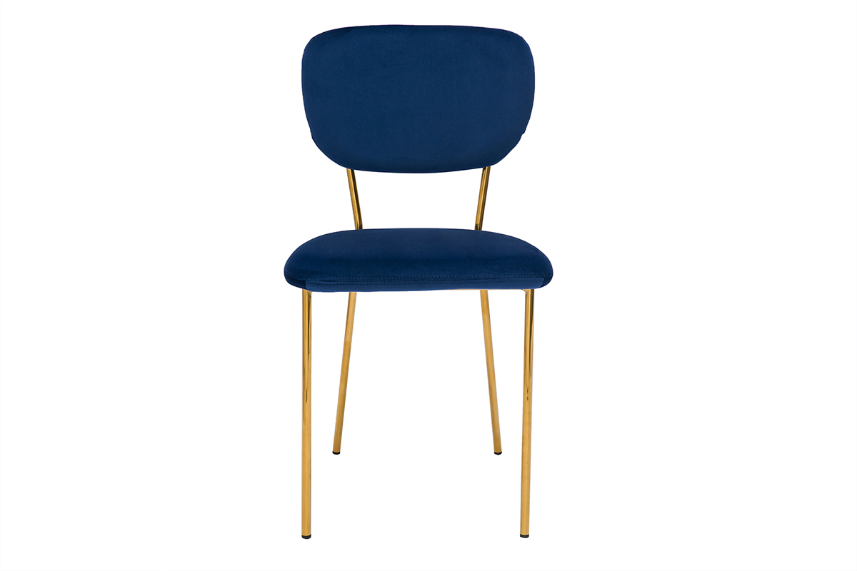 Sillas  modernas en terciopelo azul y estructura en metal dorado - lote de 2 LEPIDUS