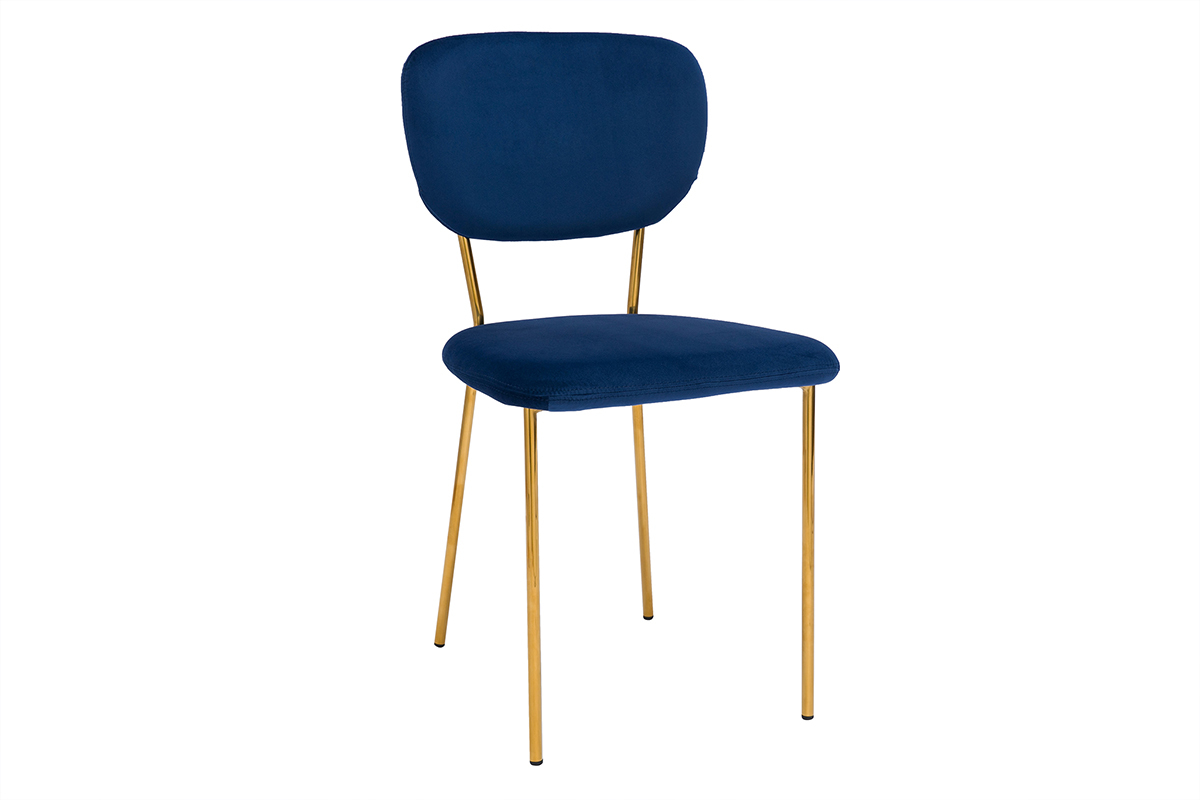 Sillas  modernas en terciopelo azul y estructura en metal dorado - lote de 2 LEPIDUS