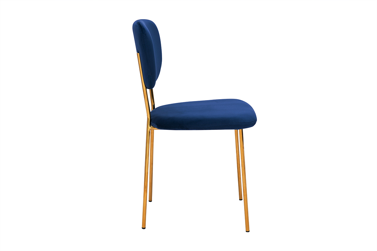 Sillas  modernas en terciopelo azul y estructura en metal dorado - lote de 2 LEPIDUS