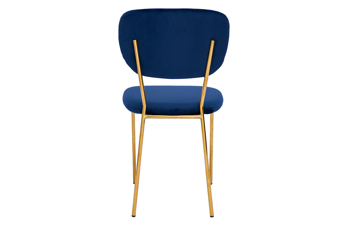 Sillas  modernas en terciopelo azul y estructura en metal dorado - lote de 2 LEPIDUS