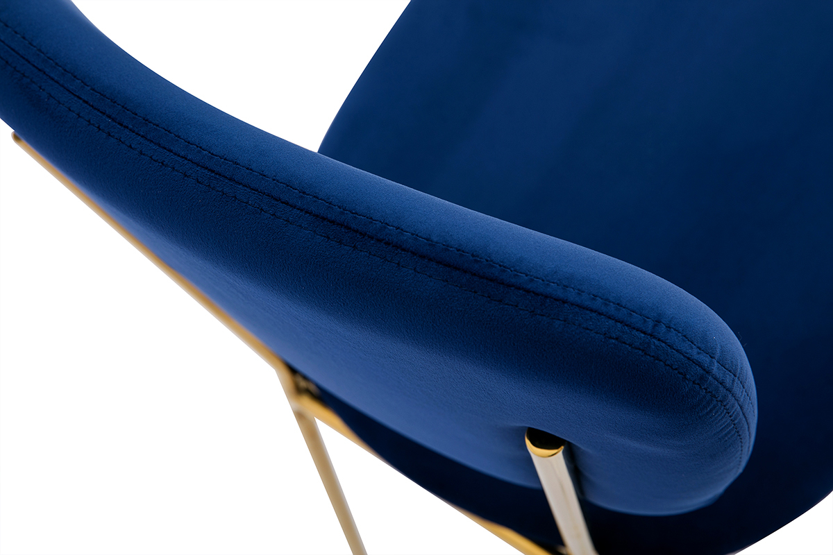 Sillas  modernas en terciopelo azul y estructura en metal dorado - lote de 2 LEPIDUS