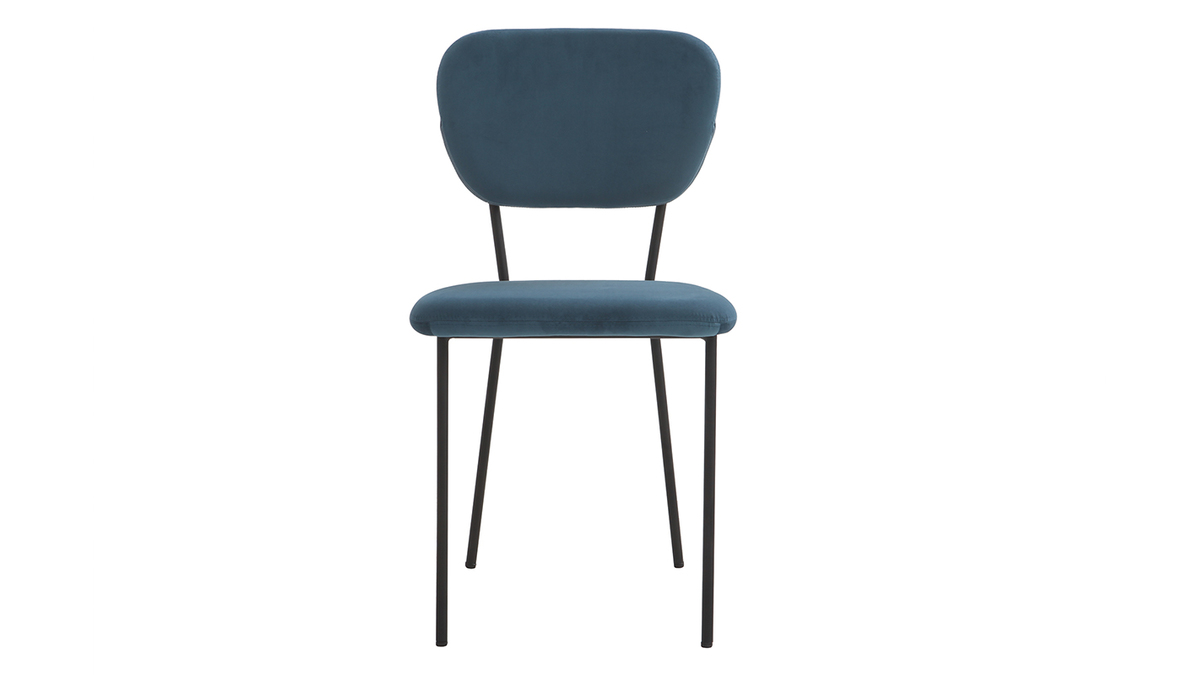 Sillas modernas en terciopelo azul y estructura en metal negro - lote de 2 LEPIDUS