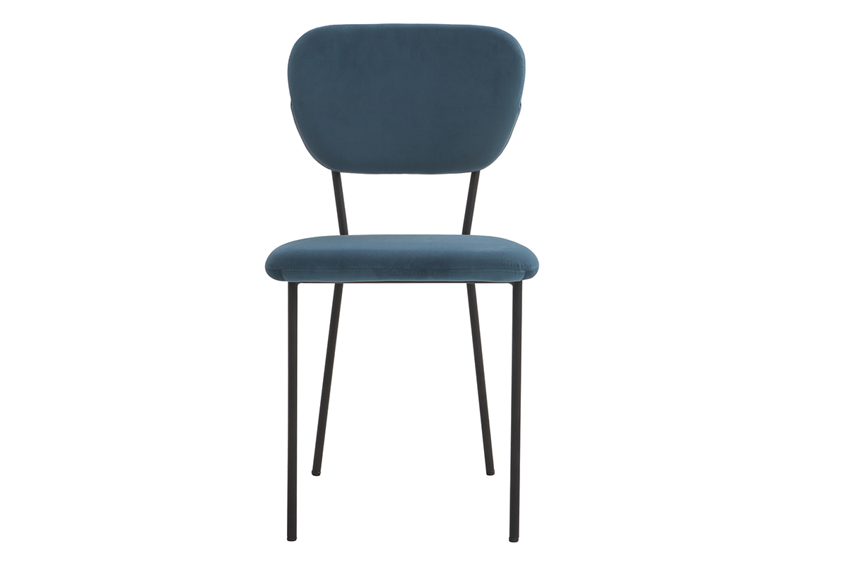 Sillas modernas en terciopelo azul y estructura en metal negro - lote de 2 LEPIDUS