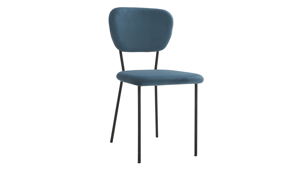Sillas modernas en terciopelo azul y estructura en metal negro - lote de 2 LEPIDUS