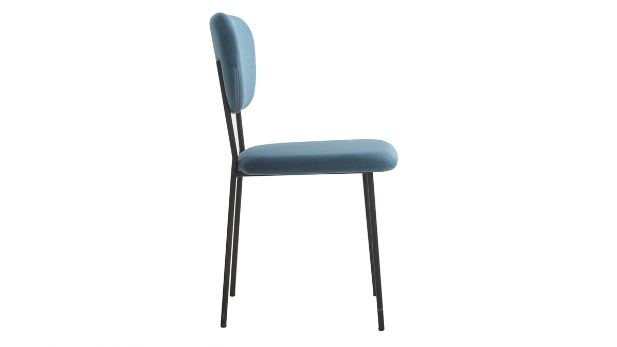 Sillas modernas en terciopelo azul y estructura en metal negro - lote de 2 LEPIDUS