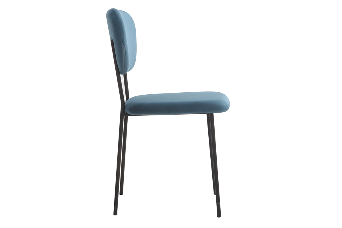 Sillas modernas en terciopelo azul y estructura en metal negro - lote de 2 LEPIDUS