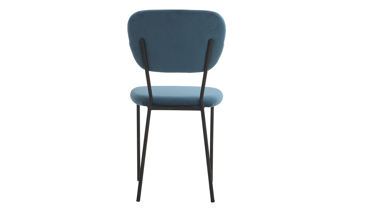 Sillas modernas en terciopelo azul y estructura en metal negro - lote de 2 LEPIDUS