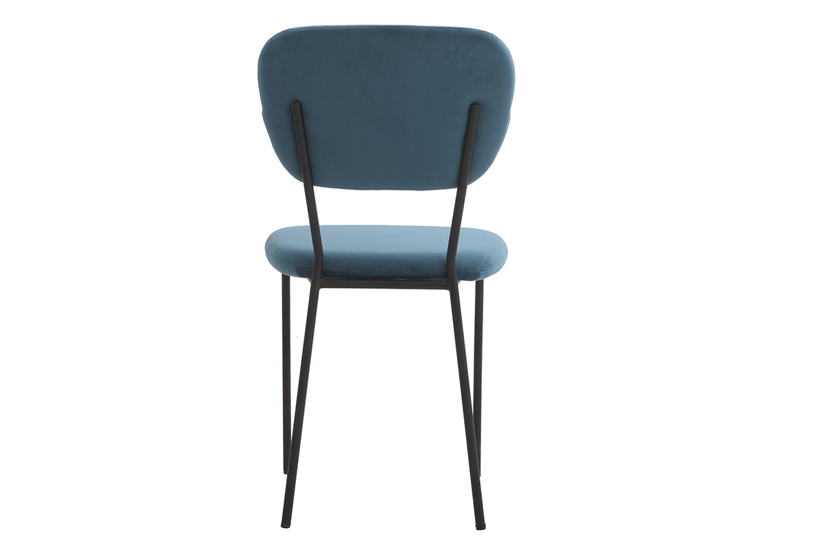 Sillas modernas en terciopelo azul y estructura en metal negro - lote de 2 LEPIDUS