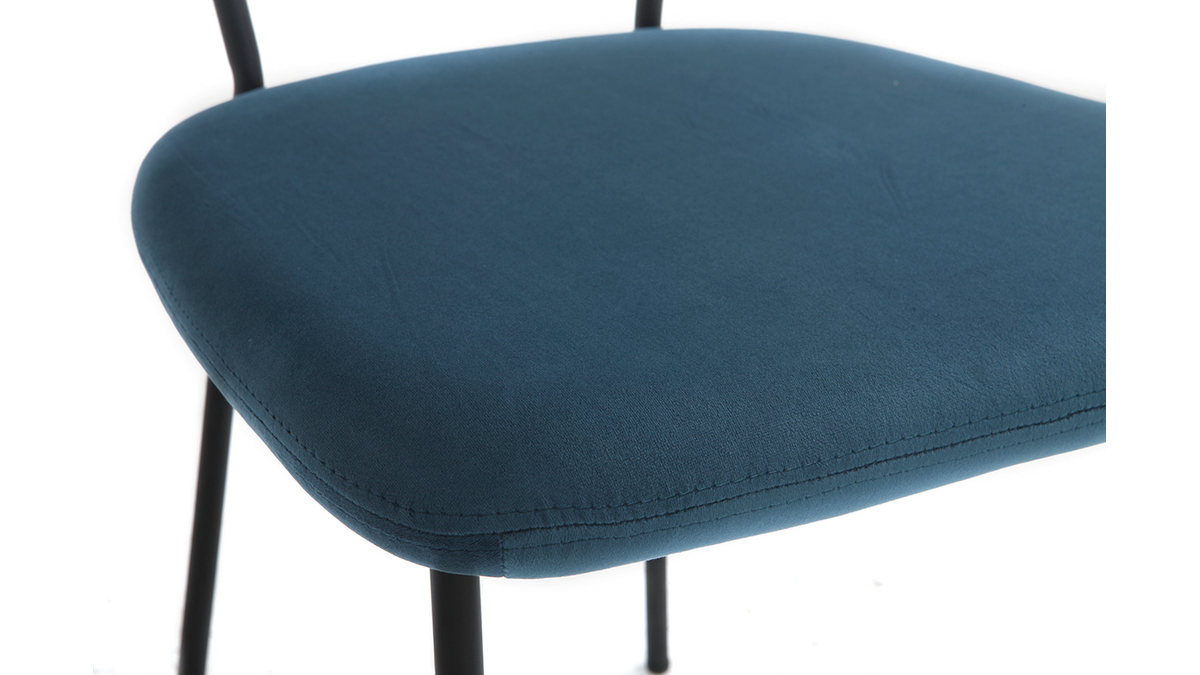 Sillas modernas en terciopelo azul y estructura en metal negro - lote de 2 LEPIDUS
