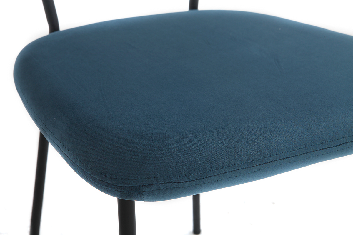 Sillas modernas en terciopelo azul y estructura en metal negro - lote de 2 LEPIDUS