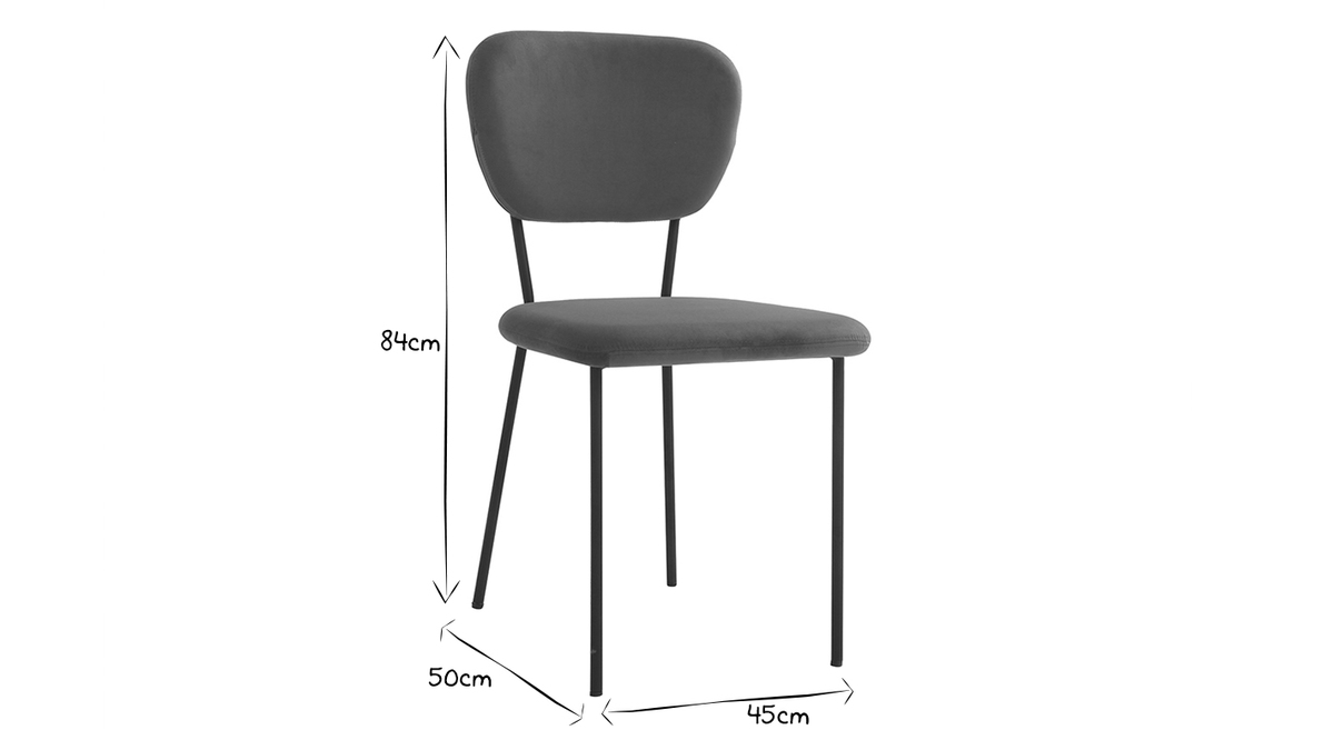 Sillas modernas en terciopelo azul y estructura en metal negro - lote de 2 LEPIDUS