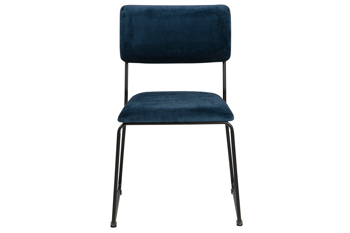 Sillas modernas en terciopelo azul y metal (lote de 2) FLORE