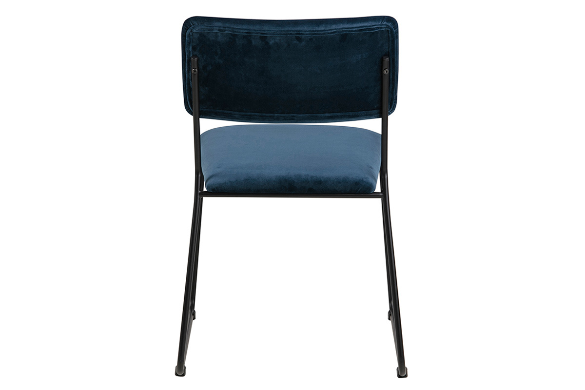 Sillas modernas en terciopelo azul y metal (lote de 2) FLORE