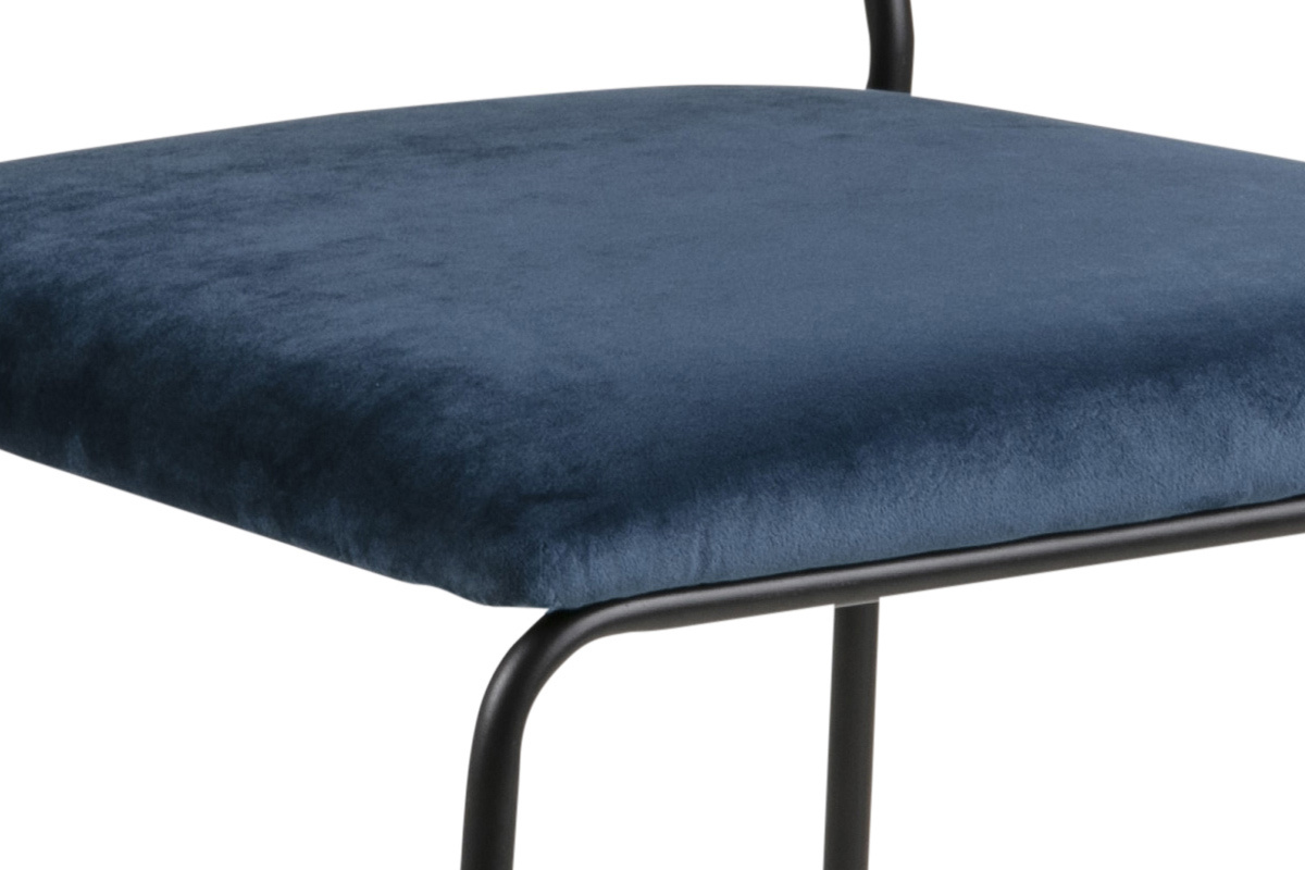 Sillas modernas en terciopelo azul y metal (lote de 2) FLORE