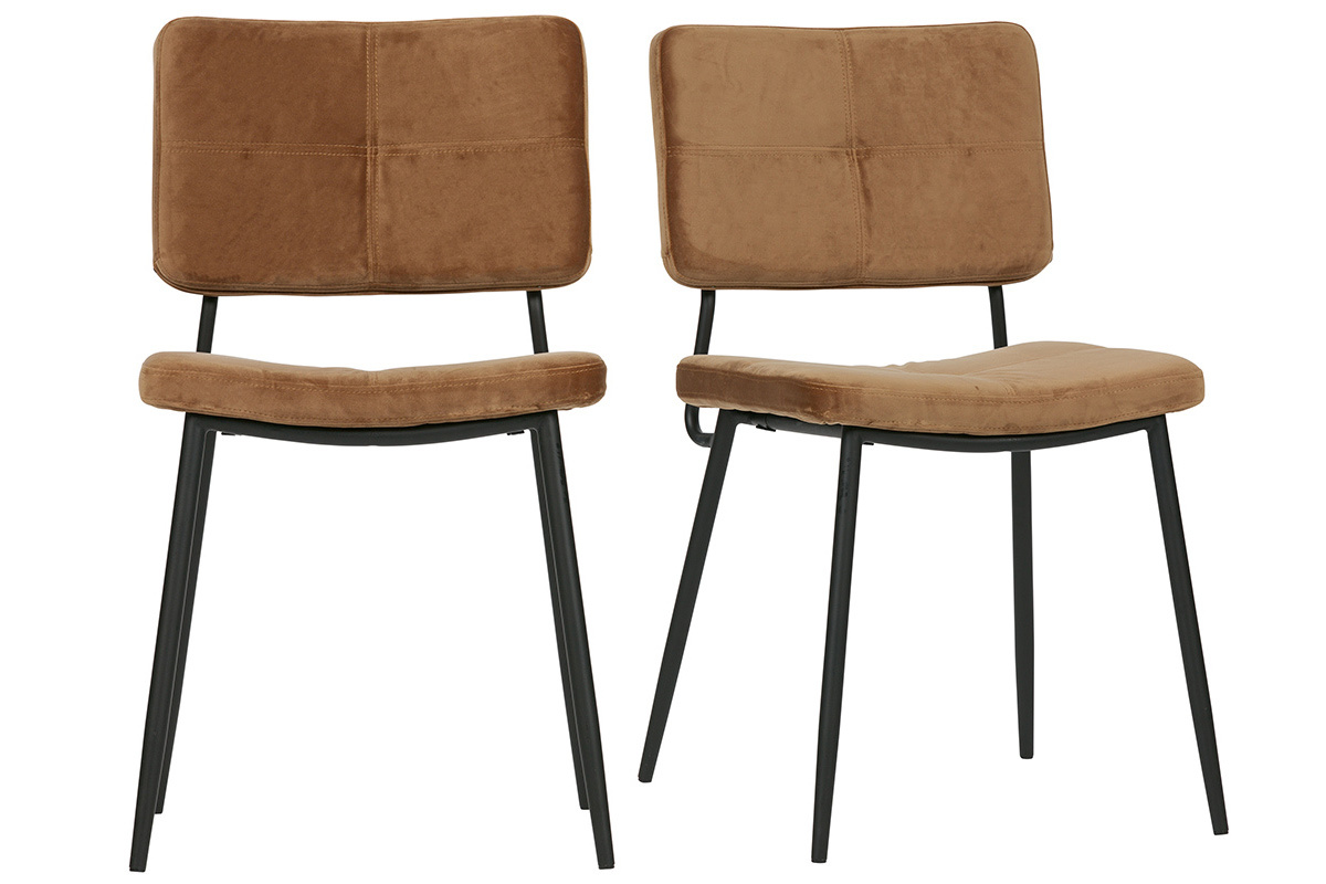 Sillas modernas en terciopelo camel (lote de 2) GAB