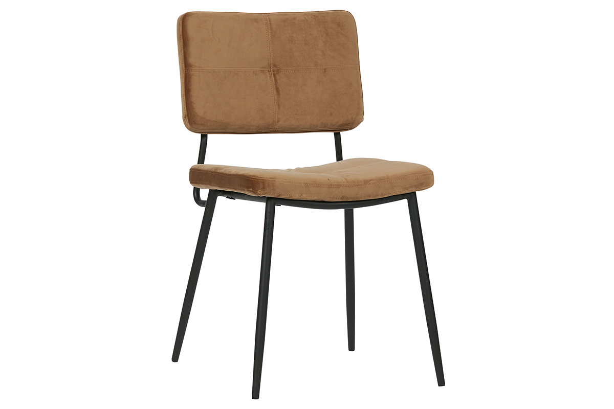 Sillas modernas en terciopelo camel (lote de 2) GAB