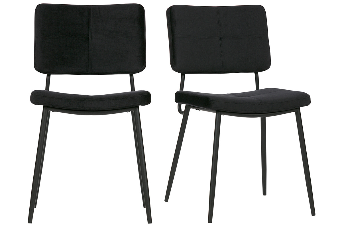 Sillas modernas en terciopelo negro (lote de 2) GAB