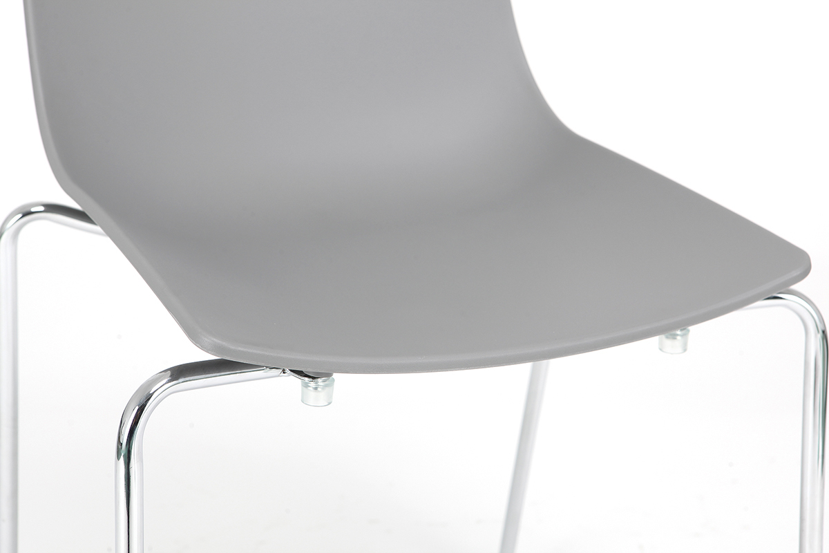 Sillas modernas grises apilables con patas en metal - lote de 2 CELEBRATION