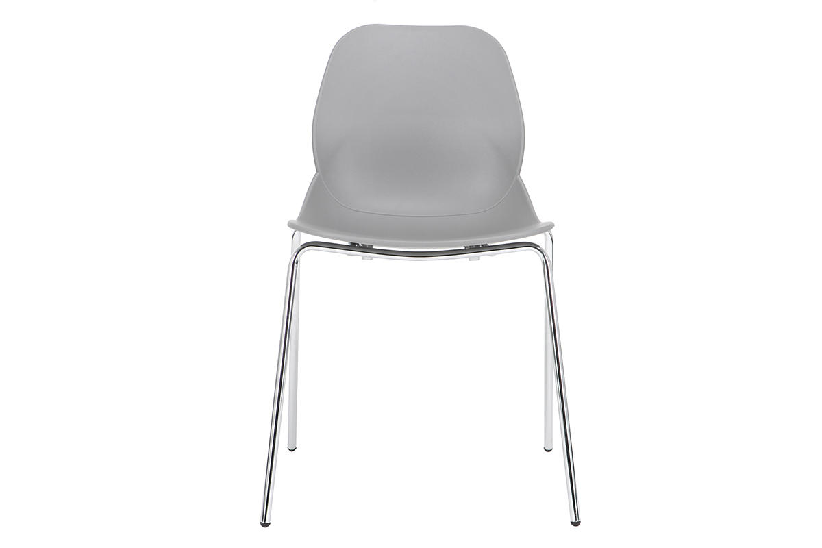 Sillas modernas grises apilables con patas metal - lote de 2 TROCADERO