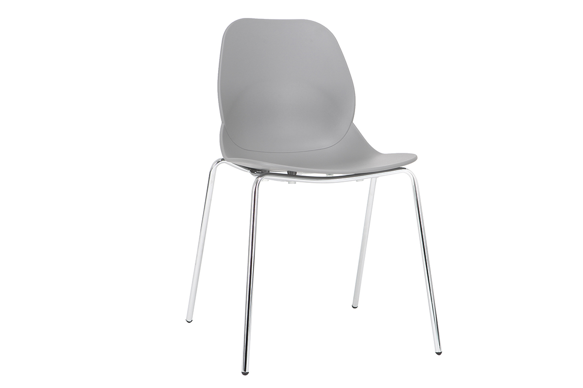 Sillas modernas grises apilables con patas metal - lote de 2 TROCADERO