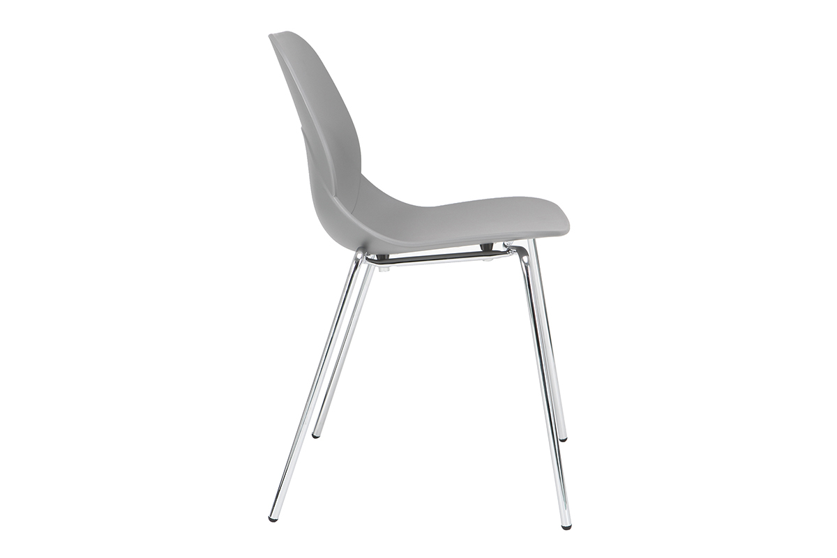 Sillas modernas grises apilables con patas metal - lote de 2 TROCADERO