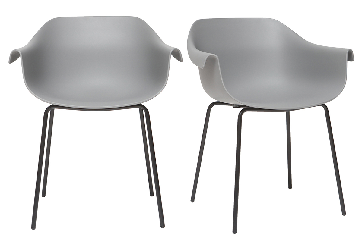Sillas modernas grises y negro (lote de 2) COUTURE