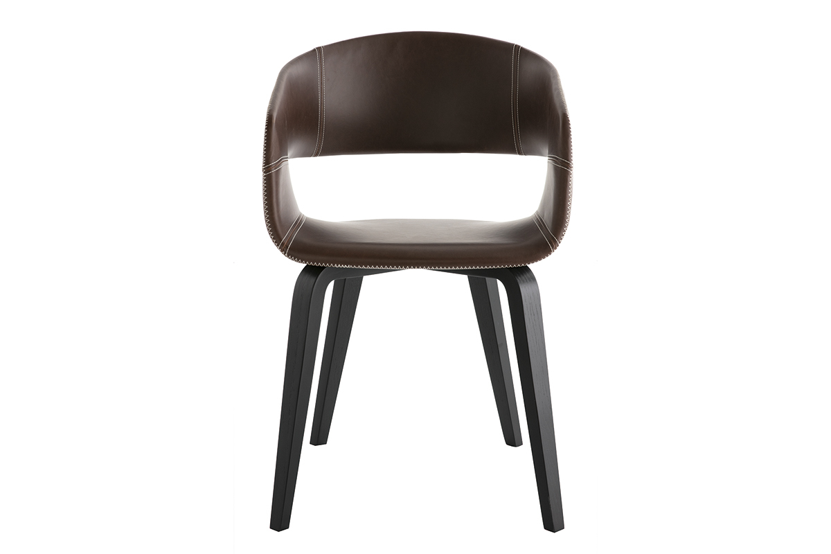 Sillas modernas marr�n claro patas madera (lote de 2) SLAM