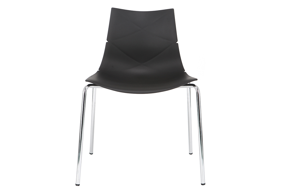 Sillas modernas negras apilables con motivo grfico y patas metal - lote de 2 GUSTO