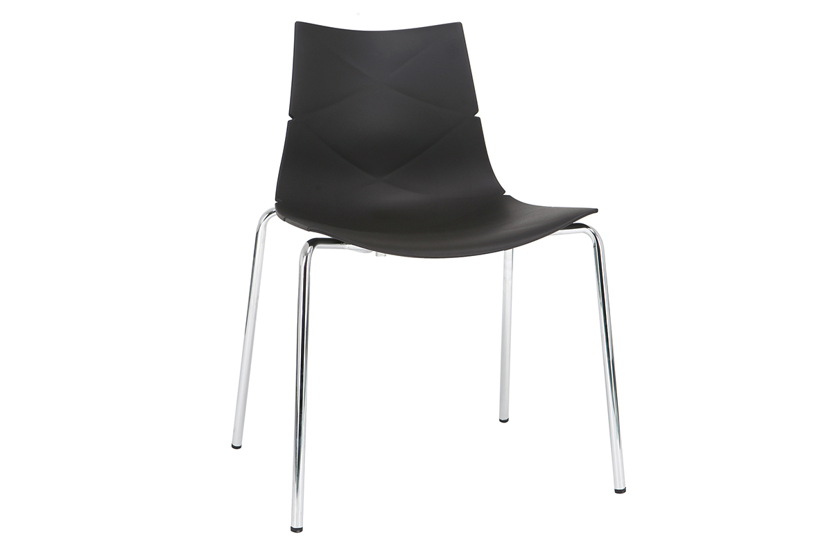 Sillas modernas negras apilables con motivo grfico y patas metal - lote de 2 GUSTO