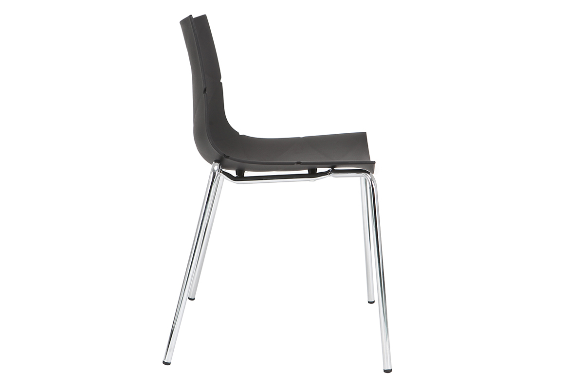 Sillas modernas negras apilables con motivo grfico y patas metal - lote de 2 GUSTO