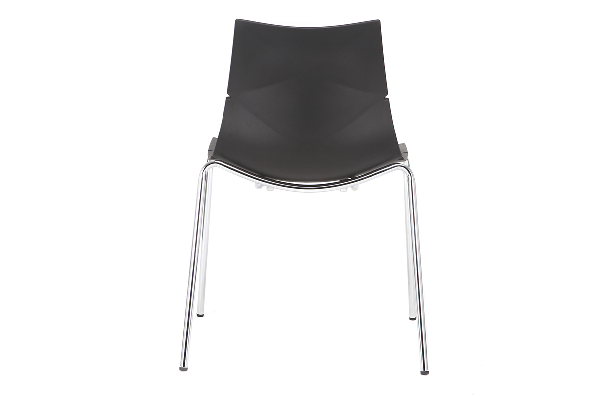 Sillas modernas negras apilables con motivo grfico y patas metal - lote de 2 GUSTO